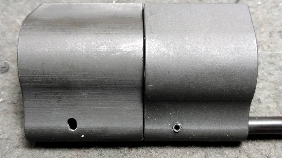 Oblong gas tube pin hole